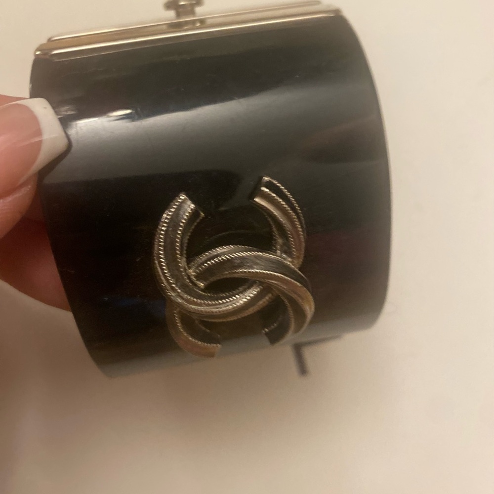 Chanel Black and Silver Cuff Bracelet - Picture 8 of 15